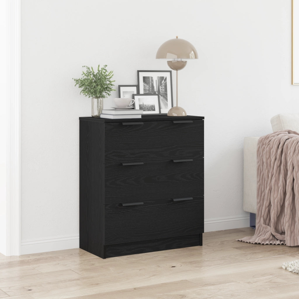 Credenza nera in rovere 60x30x70 cm in legno ingegnerizzato