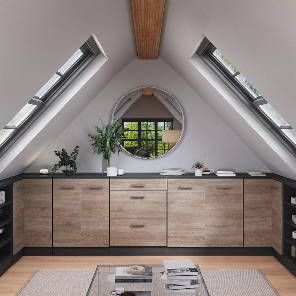 Mobile per mansarda Rion Sonoma/Antracite 60 x 83.8 cm senza inclinazione con 3 cassetti Vicco
