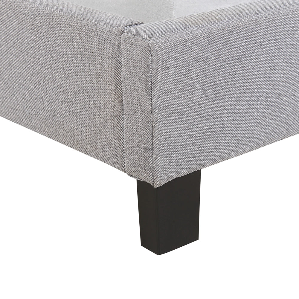 Letto Rivestimento in tessuto grigio chiaro 160 x 200 cm con testiera a doghe