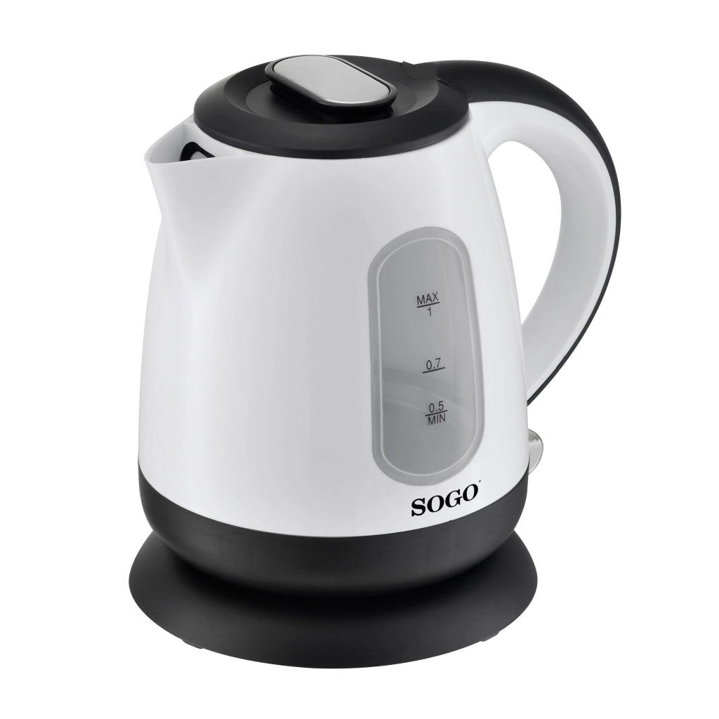 Bollitore elettrico senza fili 1 litro, riscaldamento rapido 1600W con spegnimento automatico e base 360 gradi - Sogo