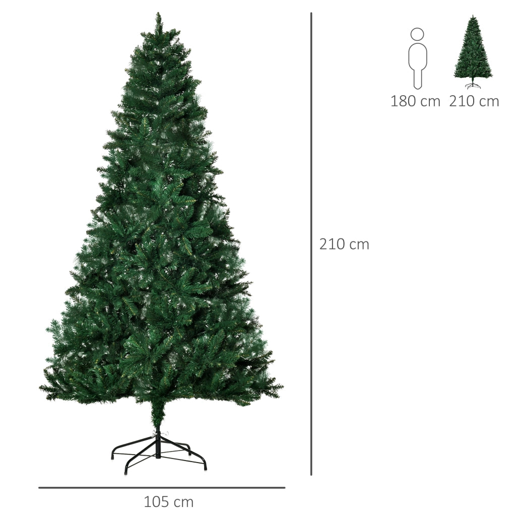 EasyComfort Albero di Natale 210cm Artificiale Pieghevole con Base Rimovibile, 1064 Rami, in PVC e Acciaio, Verde