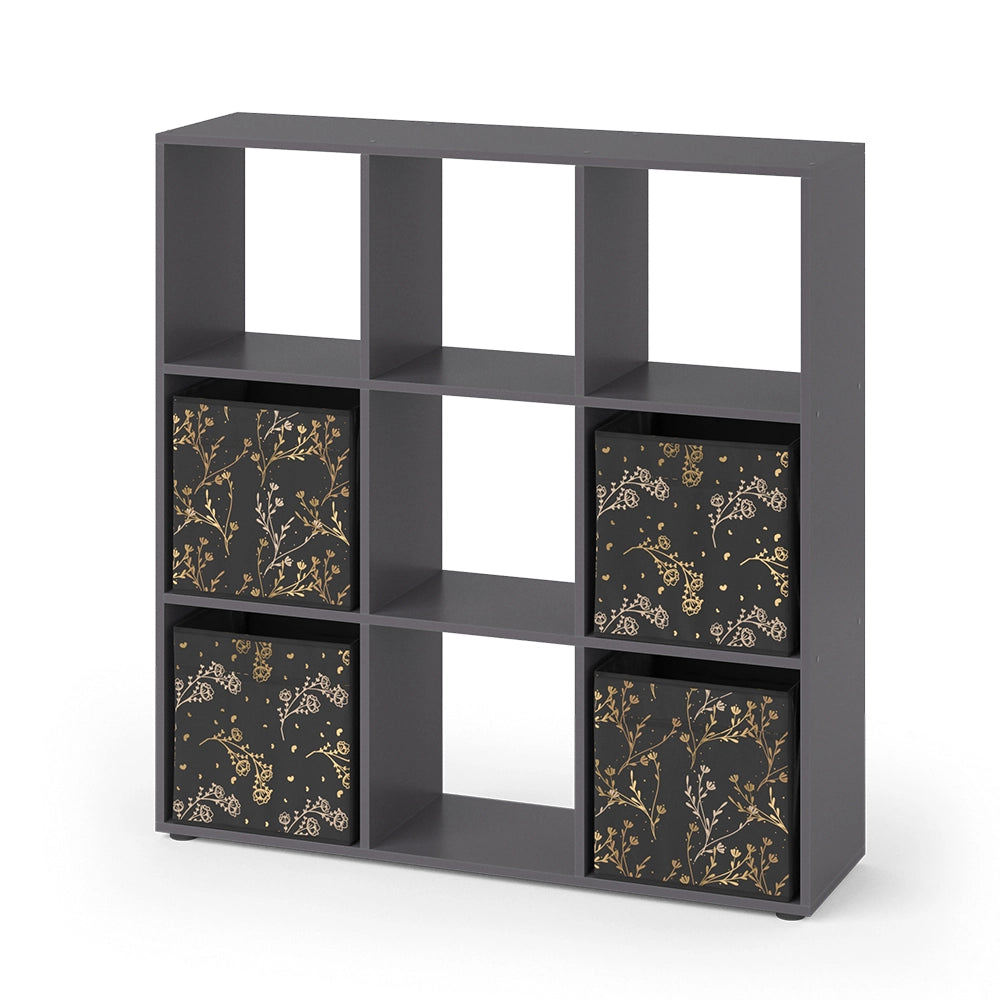 Vicco Scaffale Nero 104 x 108 cm con 4 scatole pieghevoli opt.2
