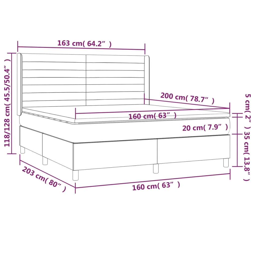 Giroletto a Molle con Materasso Marrone Scuro 160x200cm Tessuto