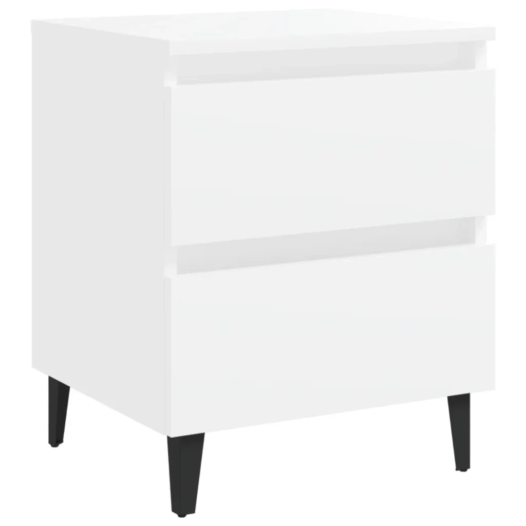 Set di 2 Comodini | Armadio da Notte | Mobiletto da notte Bianco 40x35x50 cm in Legno Multistrato