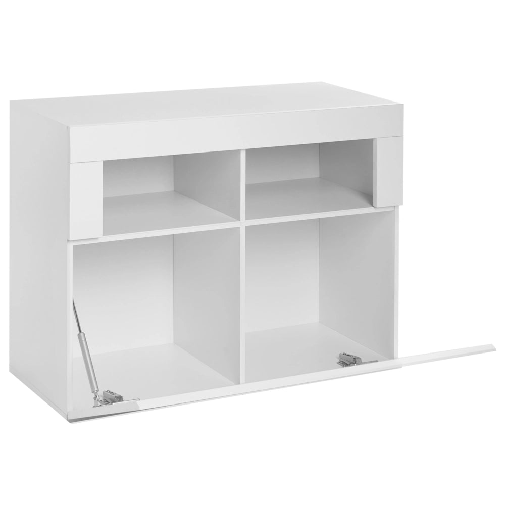 Set da ingresso: mobile da ingresso in truciolato bianco con scarpiera, specchio e ganci appendiabiti, stile moderno minimalista