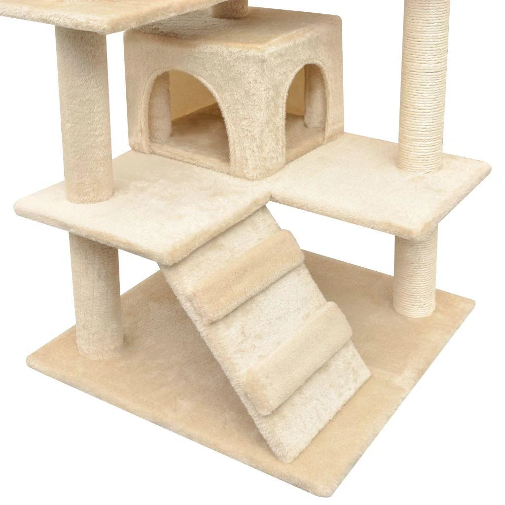 Tiragraffi albero per gatti cuccia per gatti giocattolo peluche sisal 125 cm beige 3702273