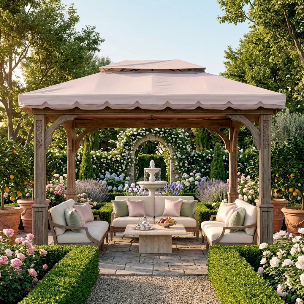Telo Di Ricambio Per Gazebo Impermeabile In PVC Con Air Vent E Zanzariera Integrata Resistente A Sole Pioggia Vento E Intemperie Per Giardino Patio Outdoor 3 X 4 M Beige