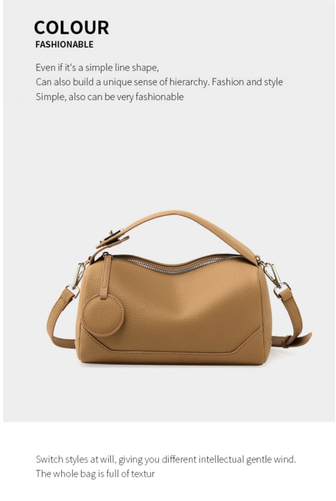 Borsa a tracolla da donna in vera pelle marrone