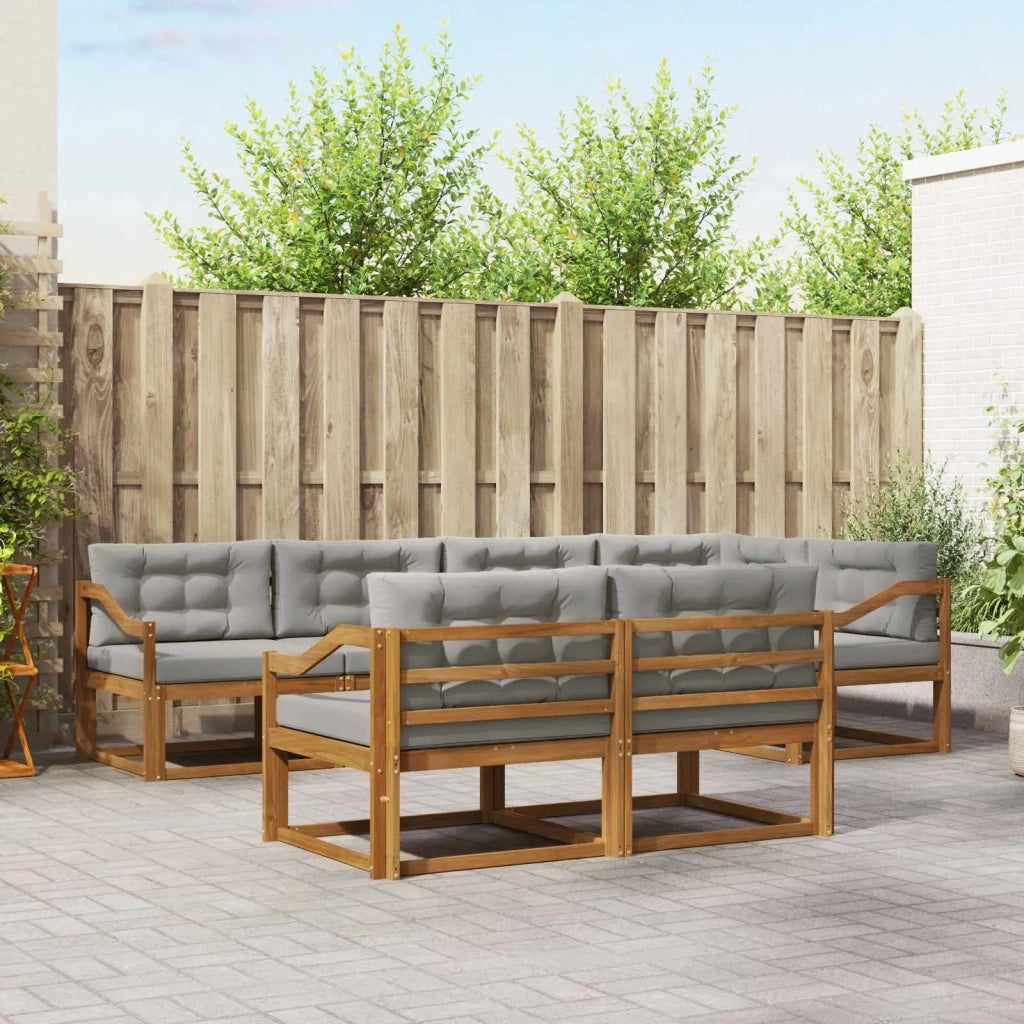 Set di divani da esterno 7 pcs Naturale e Grigio Chiaro