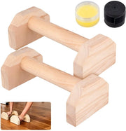 2 push-up sostegni in legno, 25 x 13 x 9,5 cm, attrezzo di calisthenics in legno con 2 cinture antiscivolo