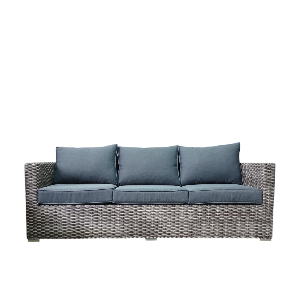 SET SALOTTO ICARO IN RATTAN GRIGIO CON CUSCINI.