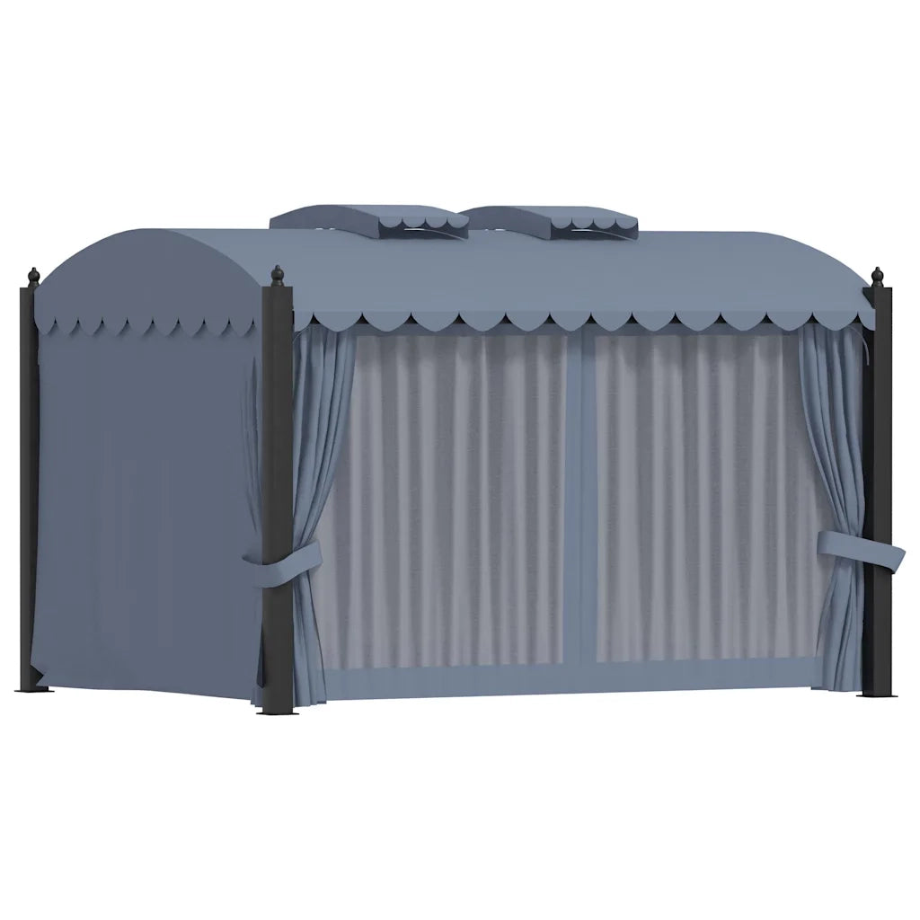 Gazebo con Tende 3x4 cm Antracite in Acciaio 48056