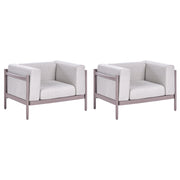 Set di 2 poltrone da giardino tortora Struttura sintetica Set di 2 sedie da esterno con cuscini Stile moderno