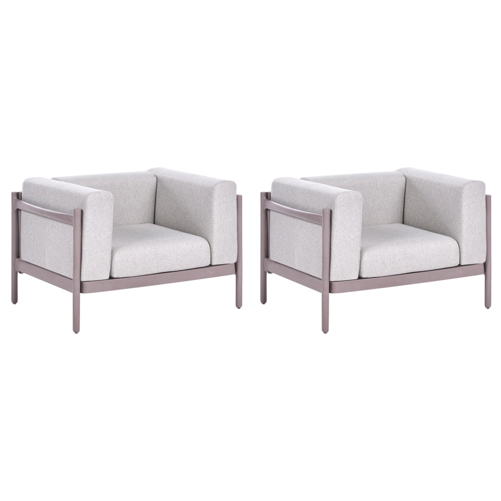 Set di 2 poltrone da giardino tortora Struttura sintetica Set di 2 sedie da esterno con cuscini Stile moderno