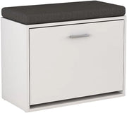 Panca scarpiera da ingresso Georg, Bianco, 60 x 49.5 cm con ripiano, adatto per la conservazione e combinabile come seduta