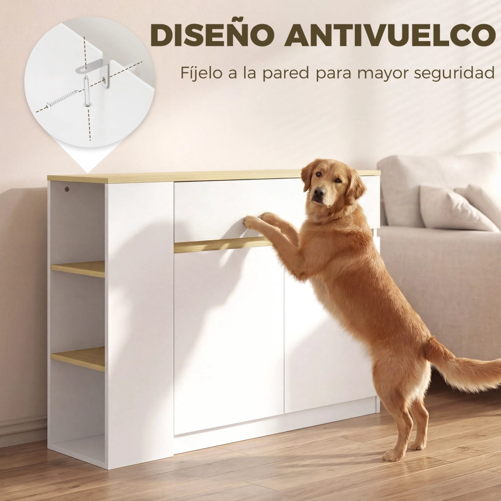 Armadietto da Cucina con 2 Ante e 3 Ripiani ¨C Zephmum ¨C 110x29,5x82 cm Bianco