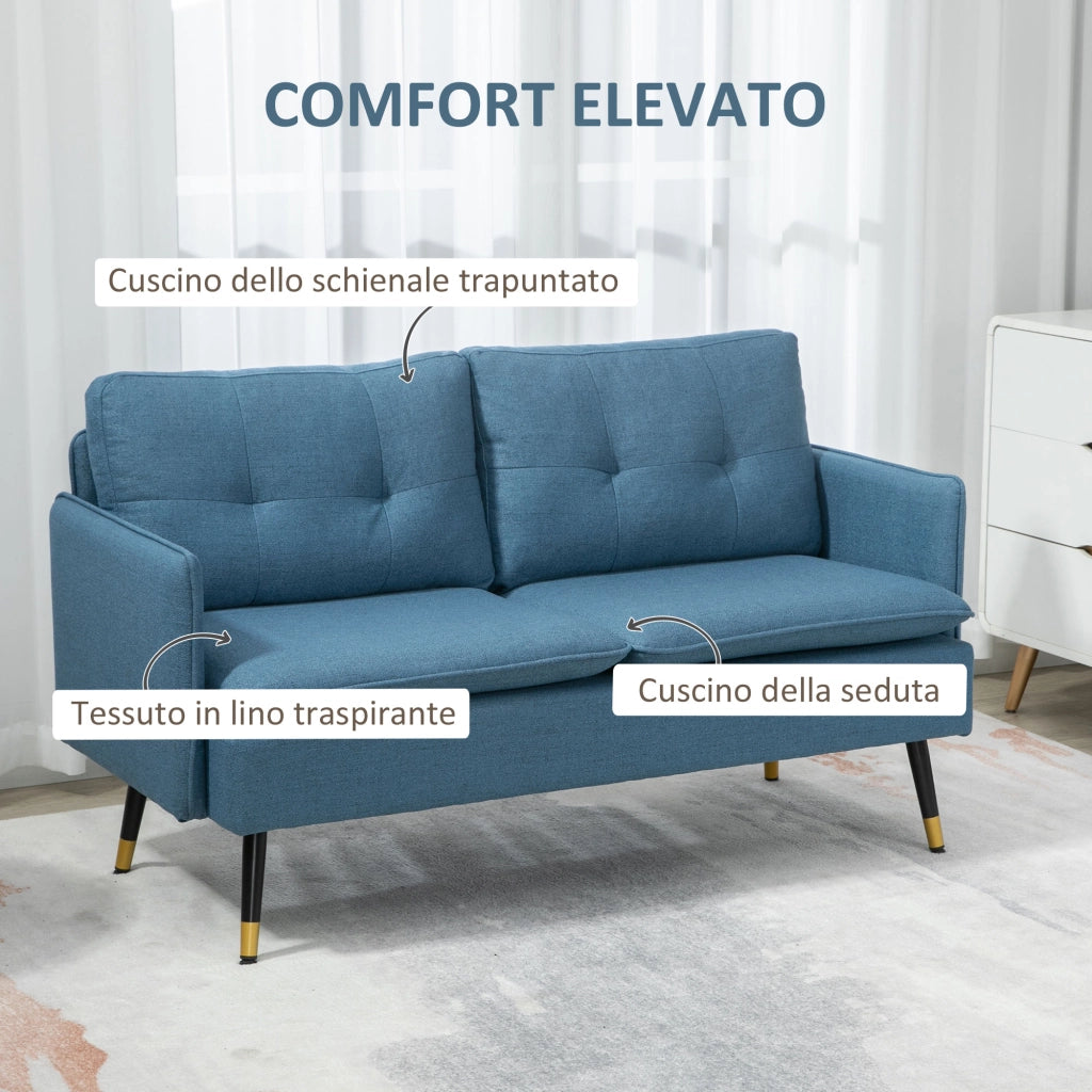 Divano 2 posti in tessuto ¨C Xylo ¨C Blu scuro con gambe in acciaio 139x68x80cm