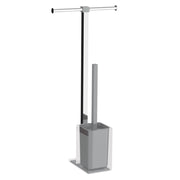 Colonnina portarotolo e scopino WC acciaio inox e resine termoplastiche serie Rainbow Gedy RA32 Argento Trasparente