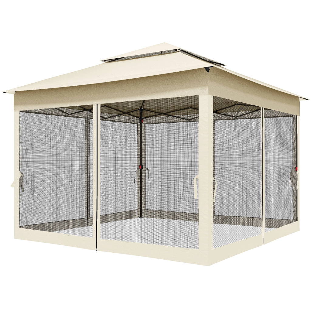 Tonnelle da giardino pieghevole 3x3m ¨C zephmum ¨C crema, metallo, poliestere