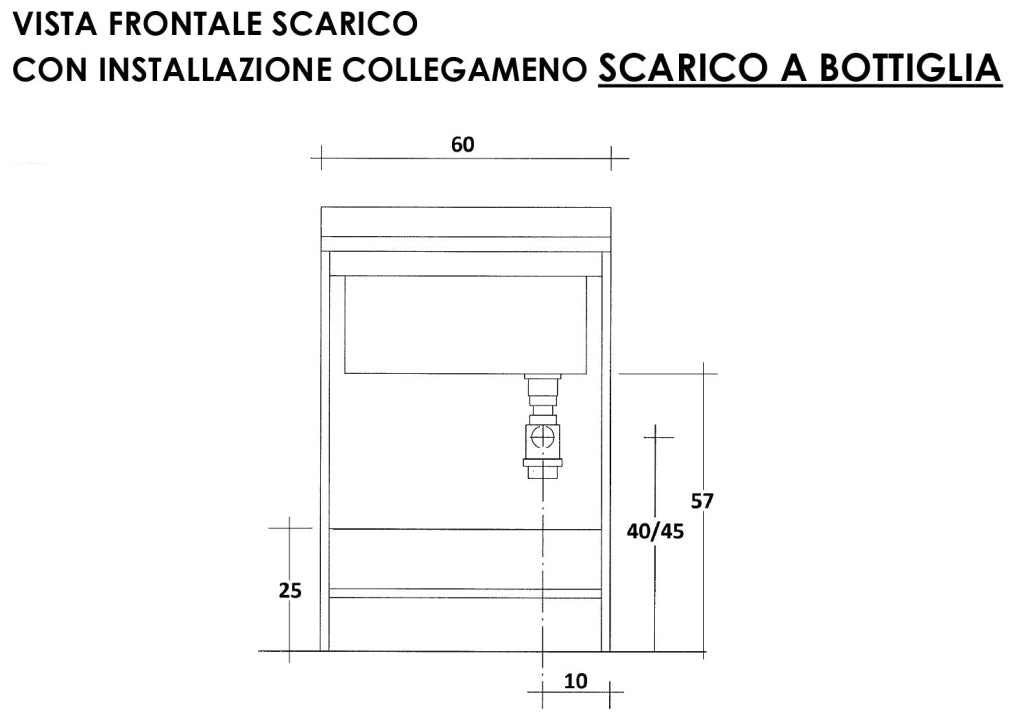 Mobile Lavatoio 60x60x85cm 2 Ante Asse in Legno Montegrappa Edilla Bianco con Cesto