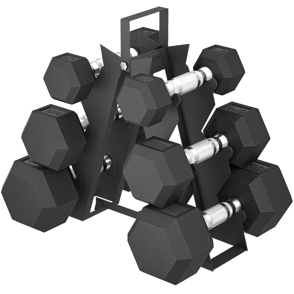 Set Manubri Palestra con Supporto in Metallo ¨C Zephmum ¨C 2x2kg 2x5kg 2x8kg Nero