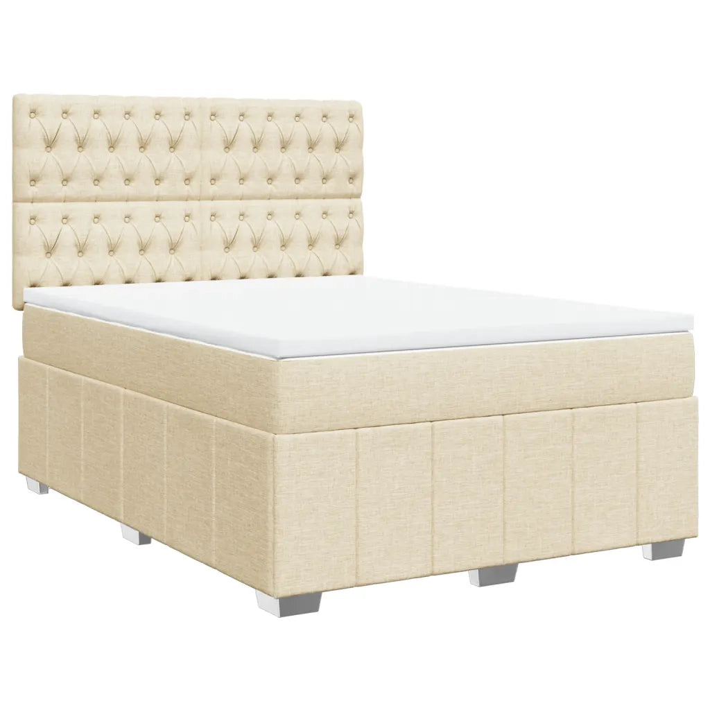Giroletto a Molle con Materasso Crema 140x200 cm in Tessuto