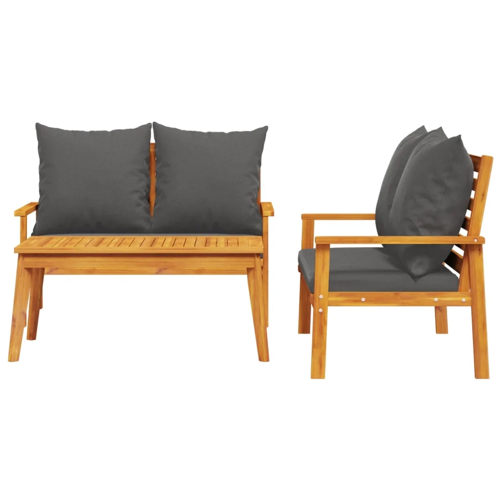 Set Mobili da Giardino 3pz con Cuscini Legno Massello di Acaciacod mxl 116096
