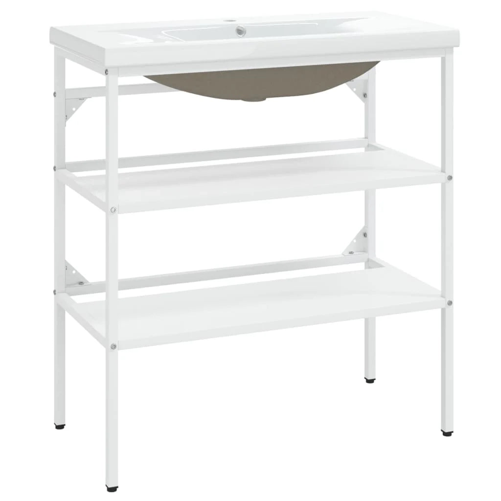 Struttura lavabo da bagno 79 x 38 x 83 cm vasca da incasso ferro bianco 02_0006771