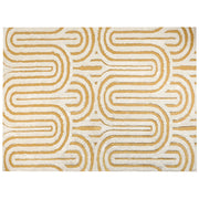 Tappeto moderno in cotone con motivo astratto pelo basso bianco sporco e giallo 300 x 400 cm soggiorno camera da letto