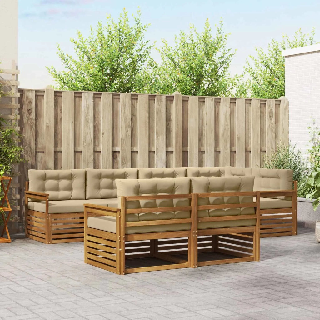 Set di divani da esterno con cuscino 7 pcs Naturale e Beige 3373608