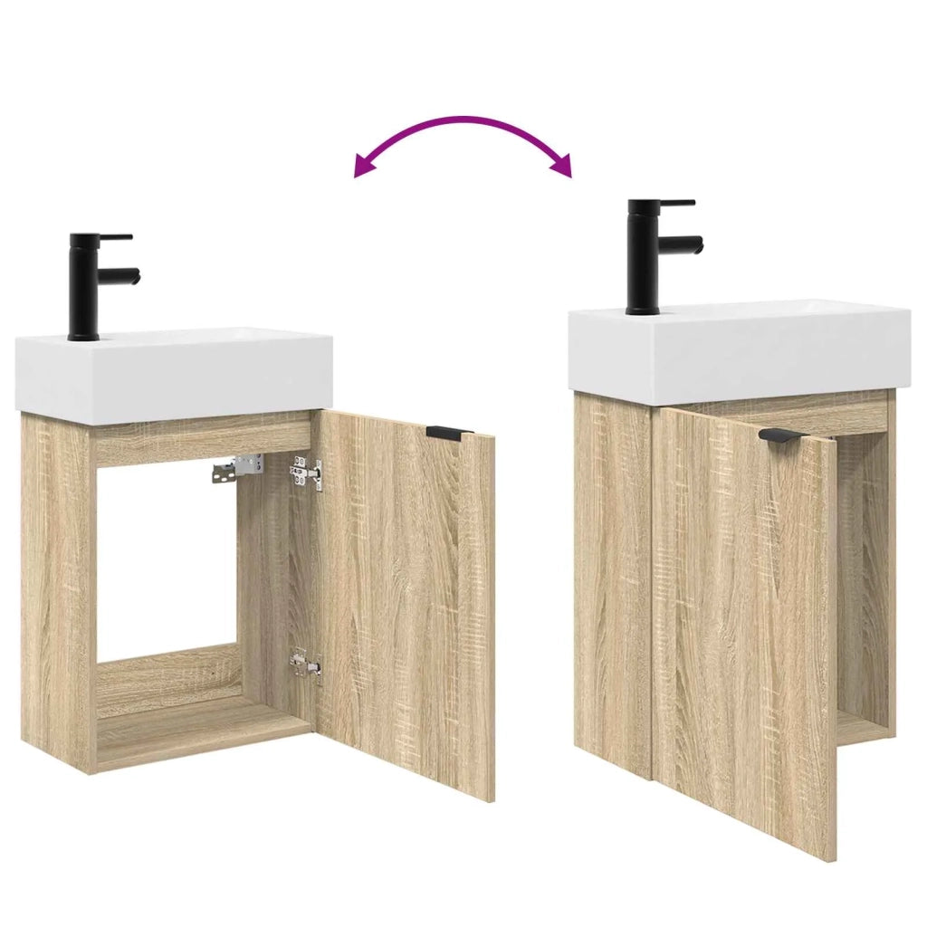 Mobile bagno con rubinetto Rovere Sonoma 45,5 x 22,5 x 84 cm