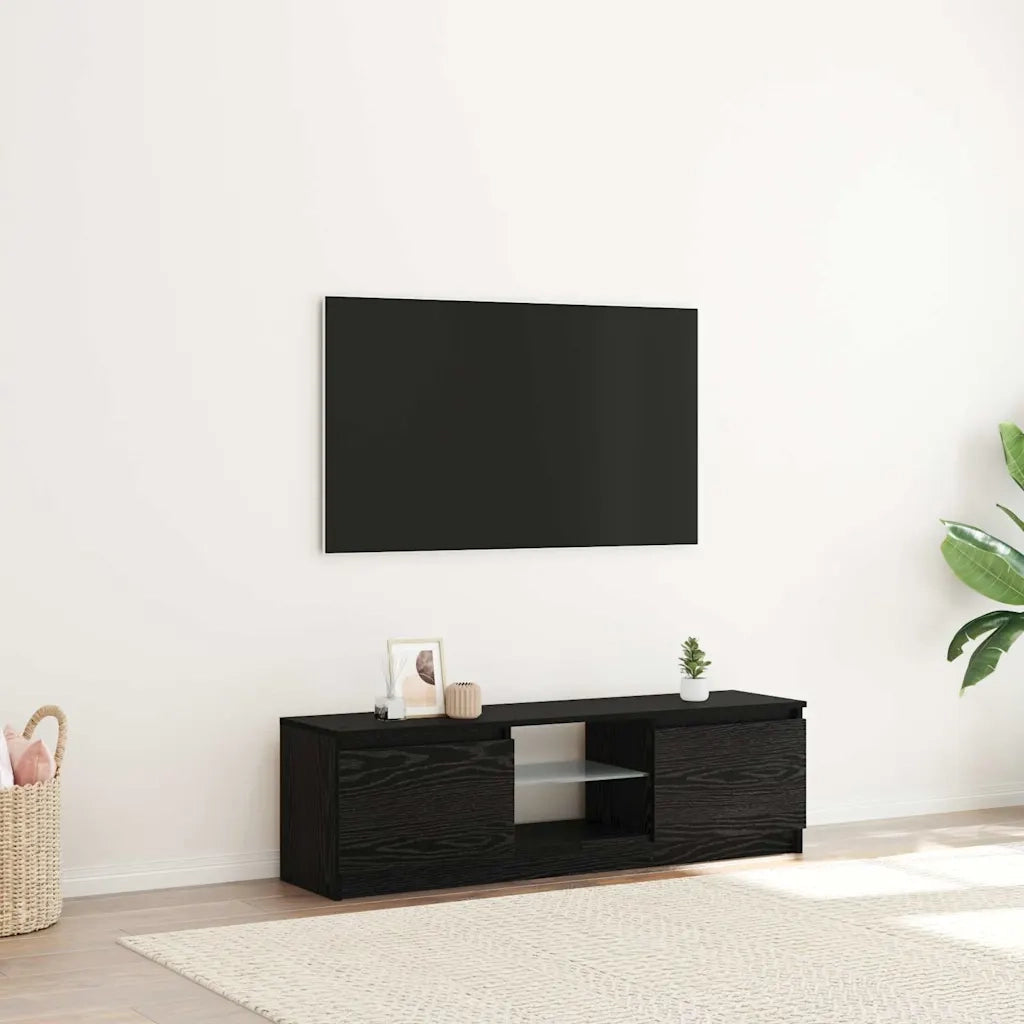 Mobile Porta TV con LED Rovere Nero 120x30x36 cm Multistrato 862034