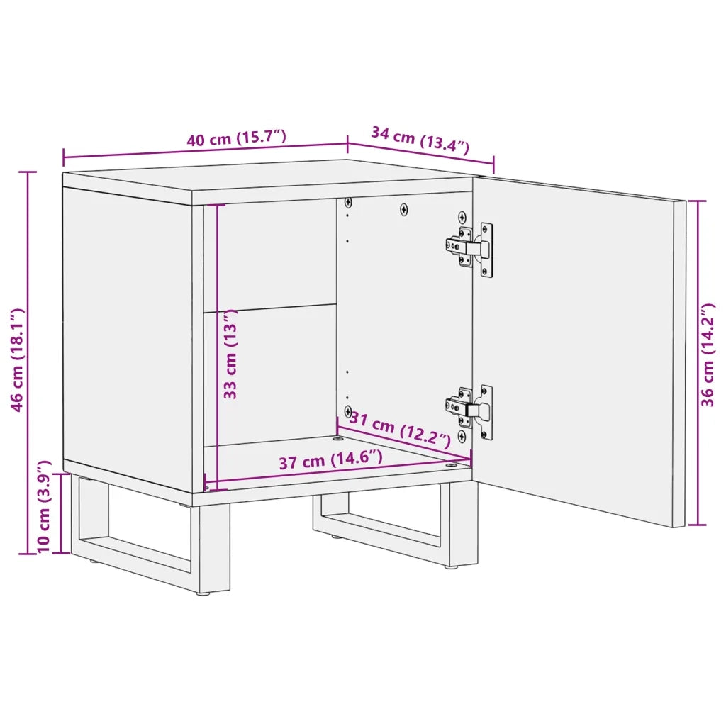 Comodini 2pz 40x34x46 cm in Legno Massello di Mango Sbiancato 377423