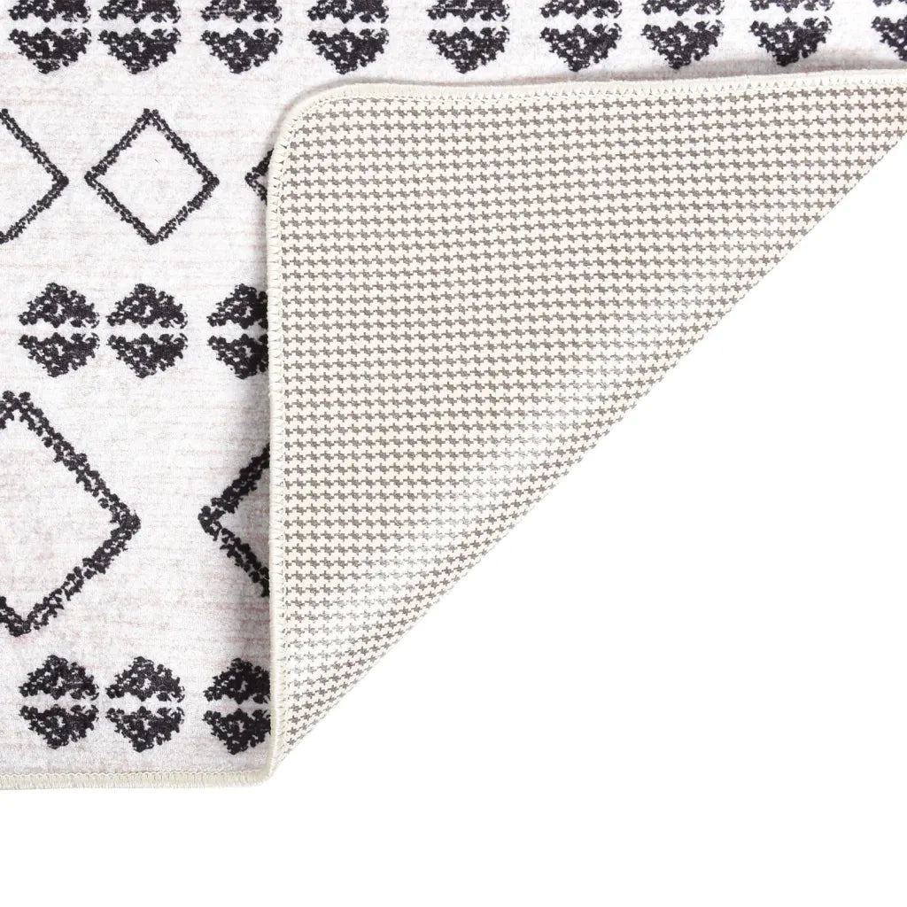 Tappeto Lavabile 80x300 cm Nero e Bianco 337971