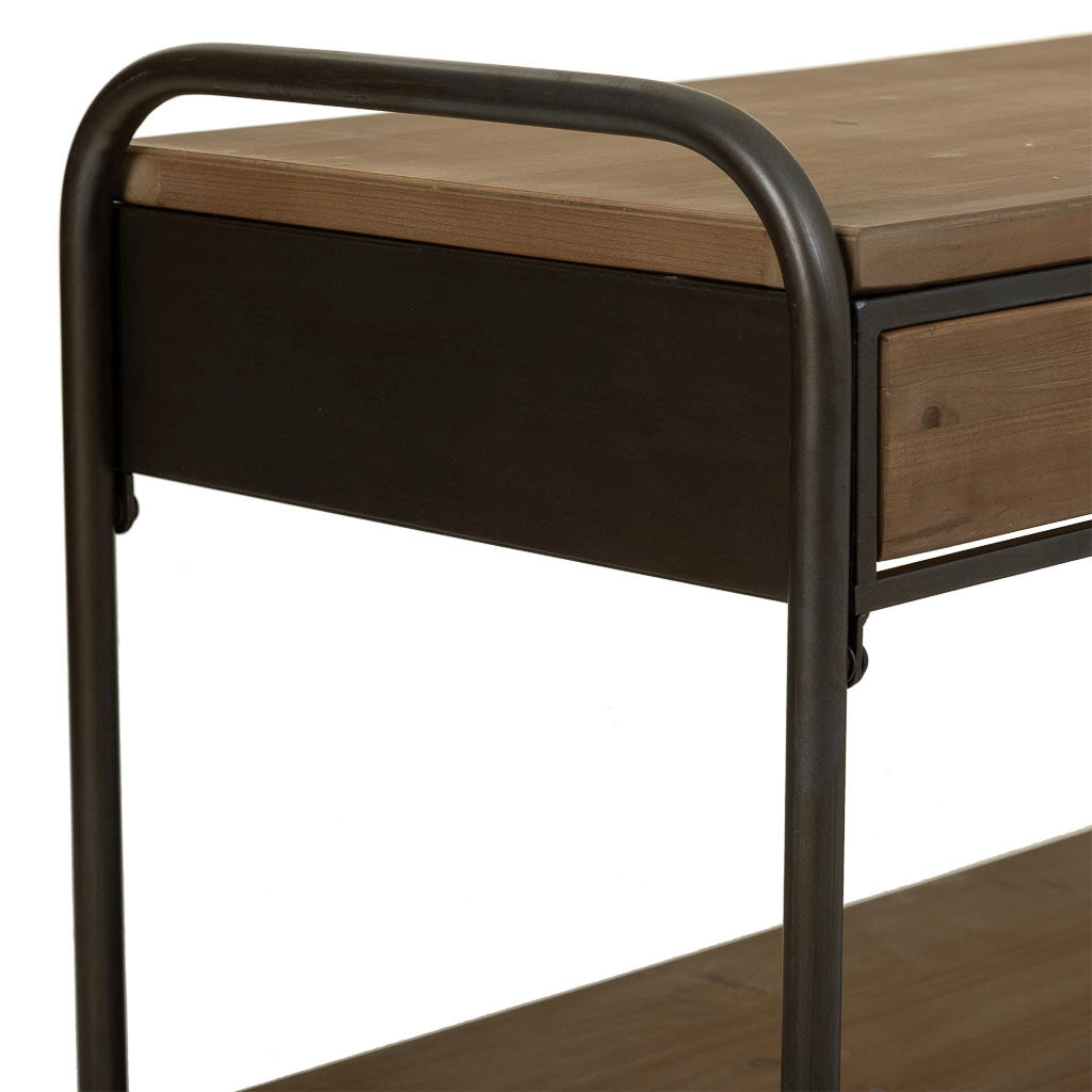 Credenza in legno e metallo marrone 149x38x58h cm