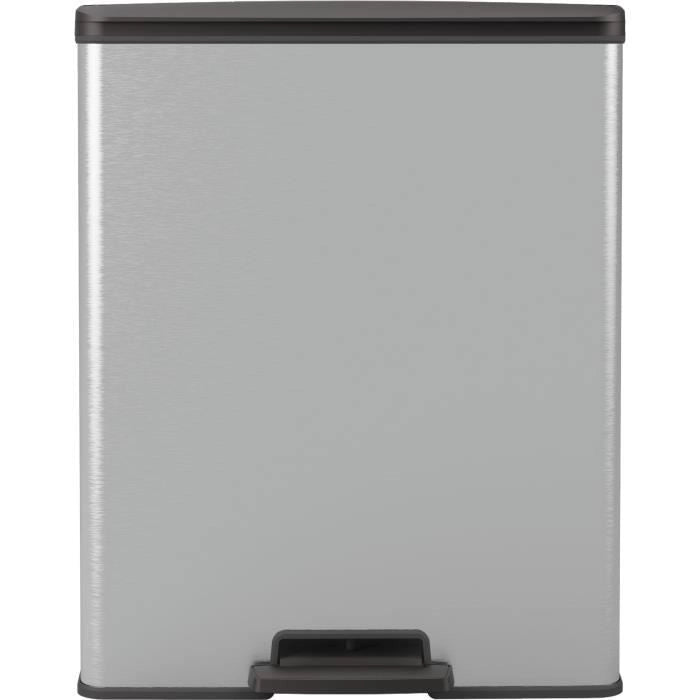 Pattumiera rettangolare - DECO BIN - CURVER - 65L - Design moderno - 49 x 29 x 61 cm - Grigio metallizzato