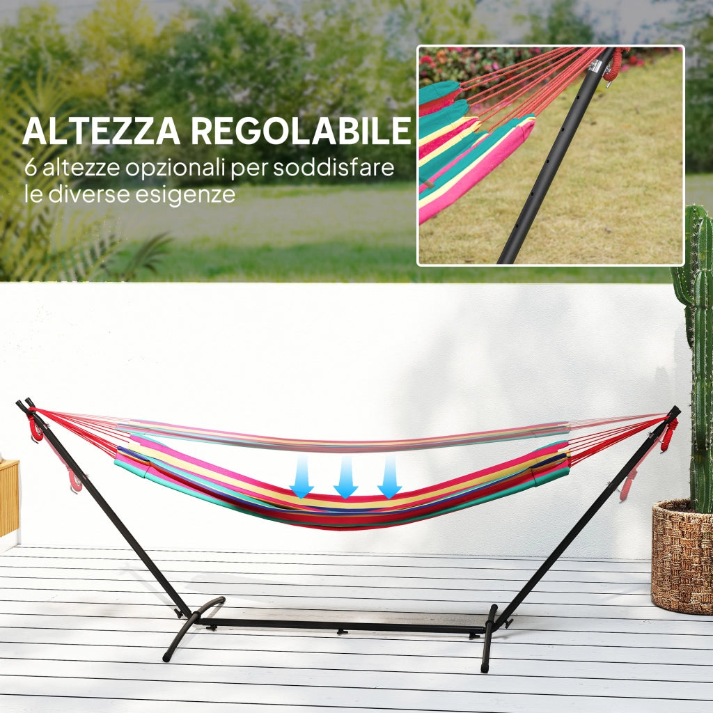 Amaca Autoportante con Supporto, Altezza Regolabile e Borsa di Trasporto, 310x117x105 cm, Rosso