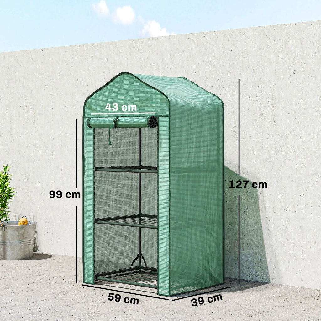 Serra da Giardino 3 Livelli con Ripiani ¨C Zephmum ¨C Verde Acciaio 59x39x127 cm