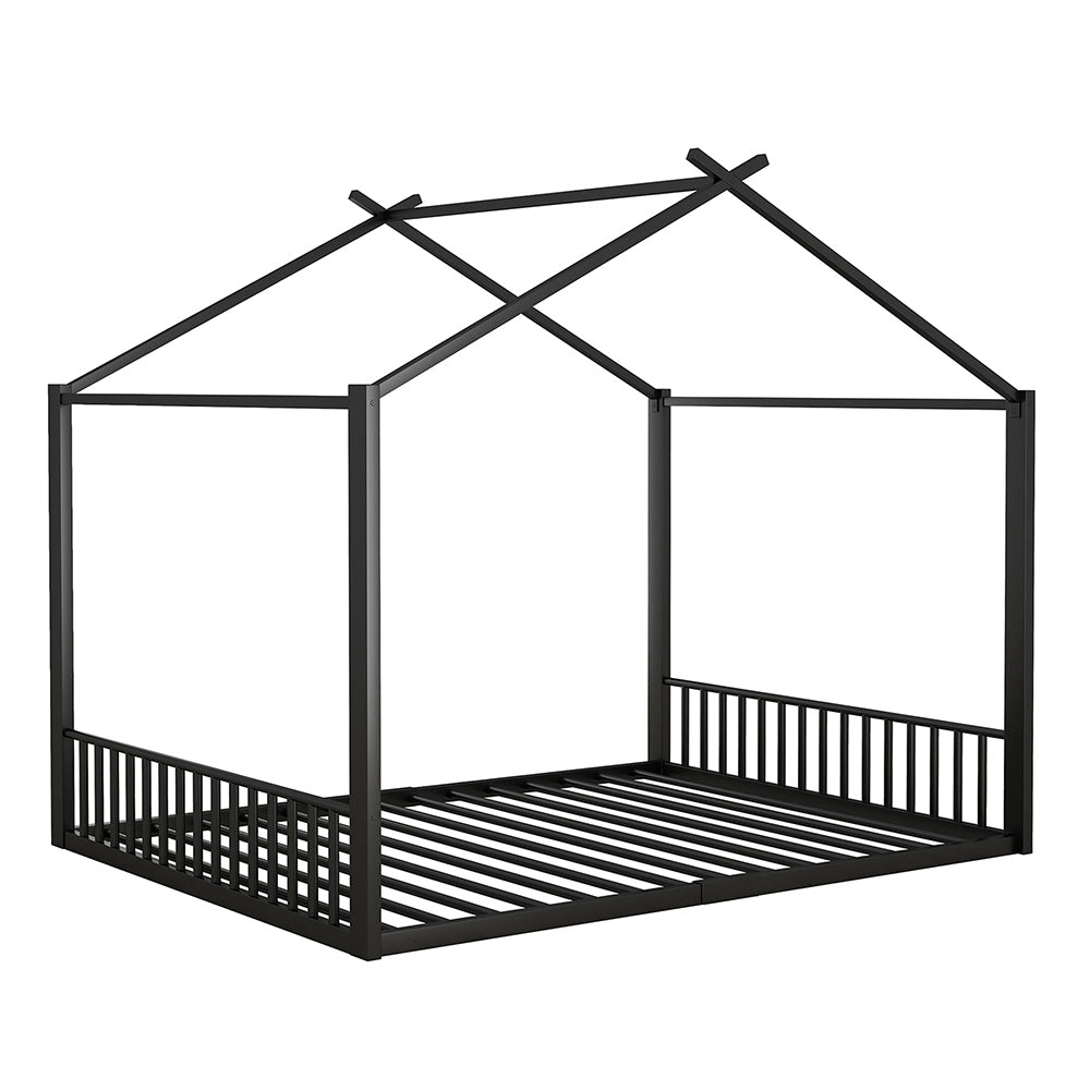 Letto a castello per bambini - Xylo - 140x200 cm - Nero - Struttura in ferro