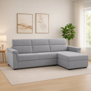 Cintano, Divano Fisso con Penisola Sfoderabile Made in Italy, 285x160 cm Grigio