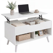 Tavolino da caff¨¨ con piano sollevabile ¨C zephmum ¨C Bianco 75x75x50 cm