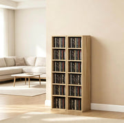Set di 2 colonne porta CD in rovere, 12 scomparti, capacità 204 CD