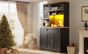 ARMADIO ALTO 104x40x180 cm Nero in MDF e Metallo con illuminazione LED USB