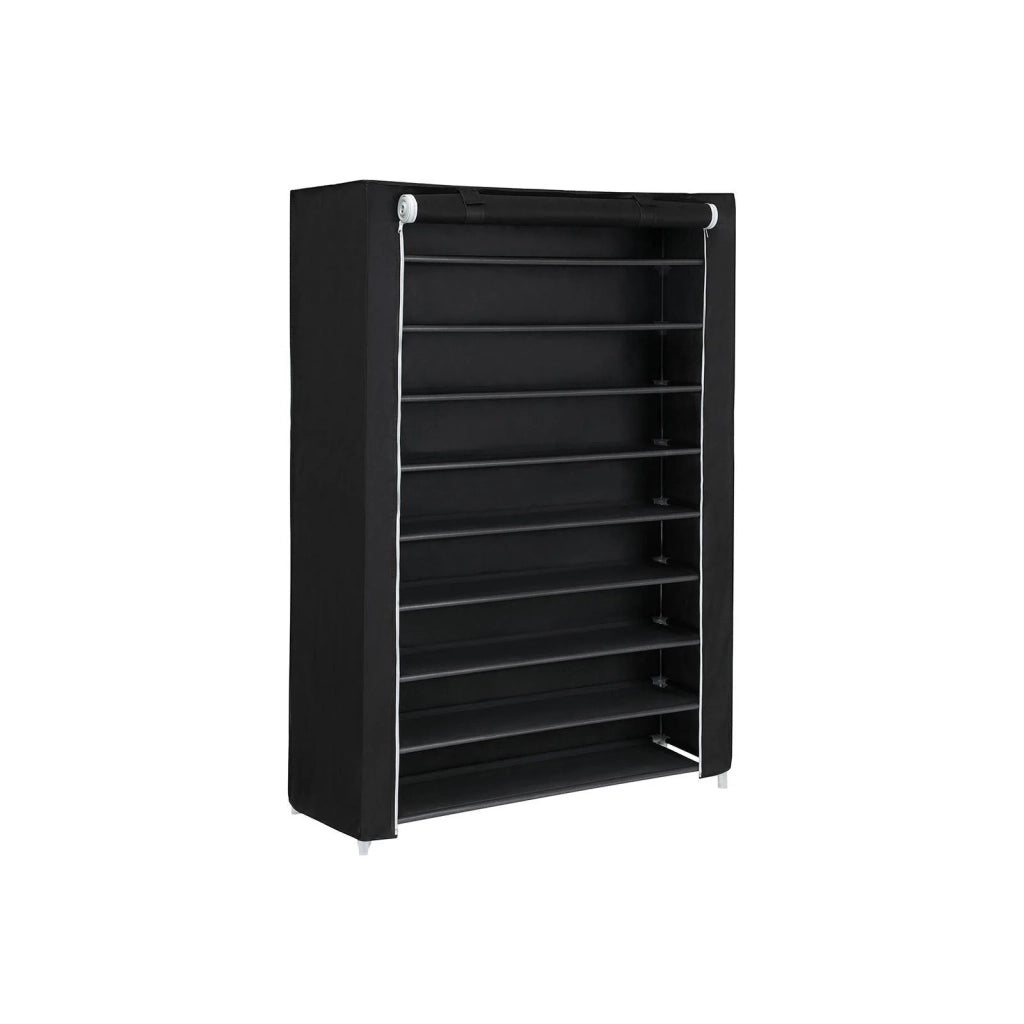 Scarpiera nera a 10 ripiani 100 x 28 x 162 cm tubi metallici 12_0002600