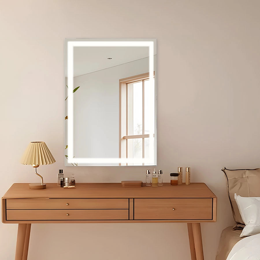 ZMH Specchio da bagno con illuminazione a LED Bagno con funzione touch Specchio da parete bianco