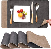 Placemats a doppia faccia - Antiscivolo e antifango - 4 pezzi - Pelle a vista - Pelle sintetica
