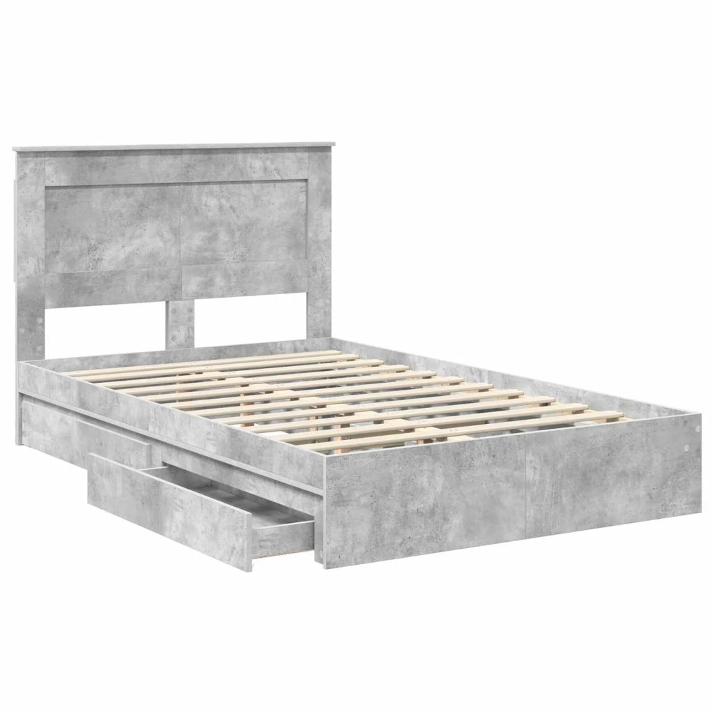 Letto con Contenitore con testiera Grigio cemento 135 x 190 cm 3410251