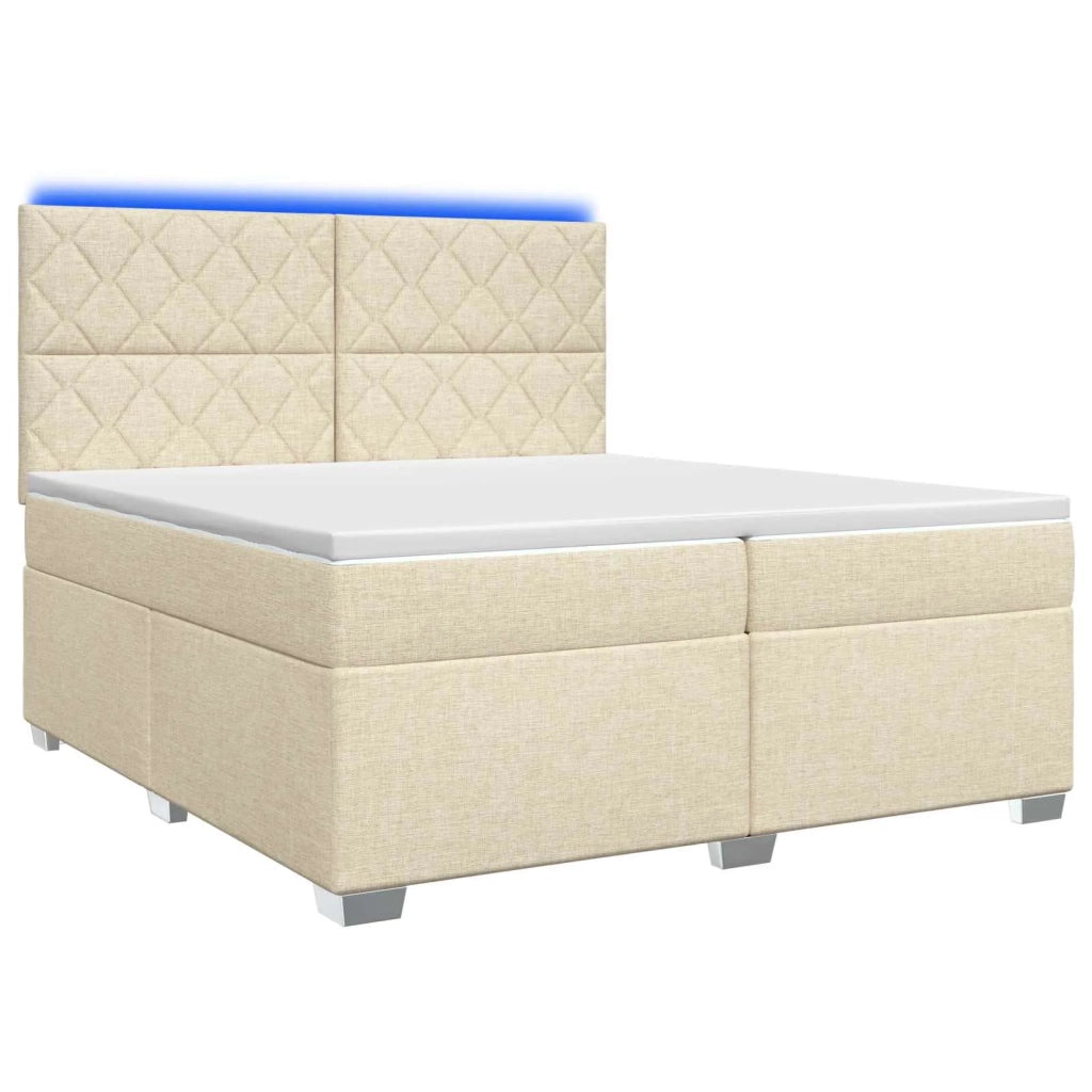 Letto box spring con materasso Crema 200 x 200 cm Tessuto 3454962