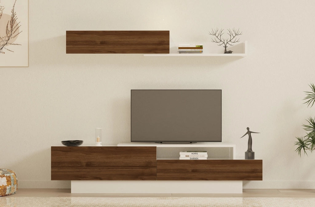 Mobile Soggiorno Gais, Parete Attrezzata Modulabile, Marrone Noce