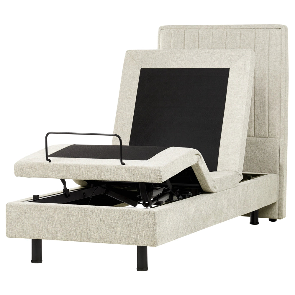 Letto Tessuto Beige chiaro Elettrico Regolabile con Telecomando 80 x 200 cm